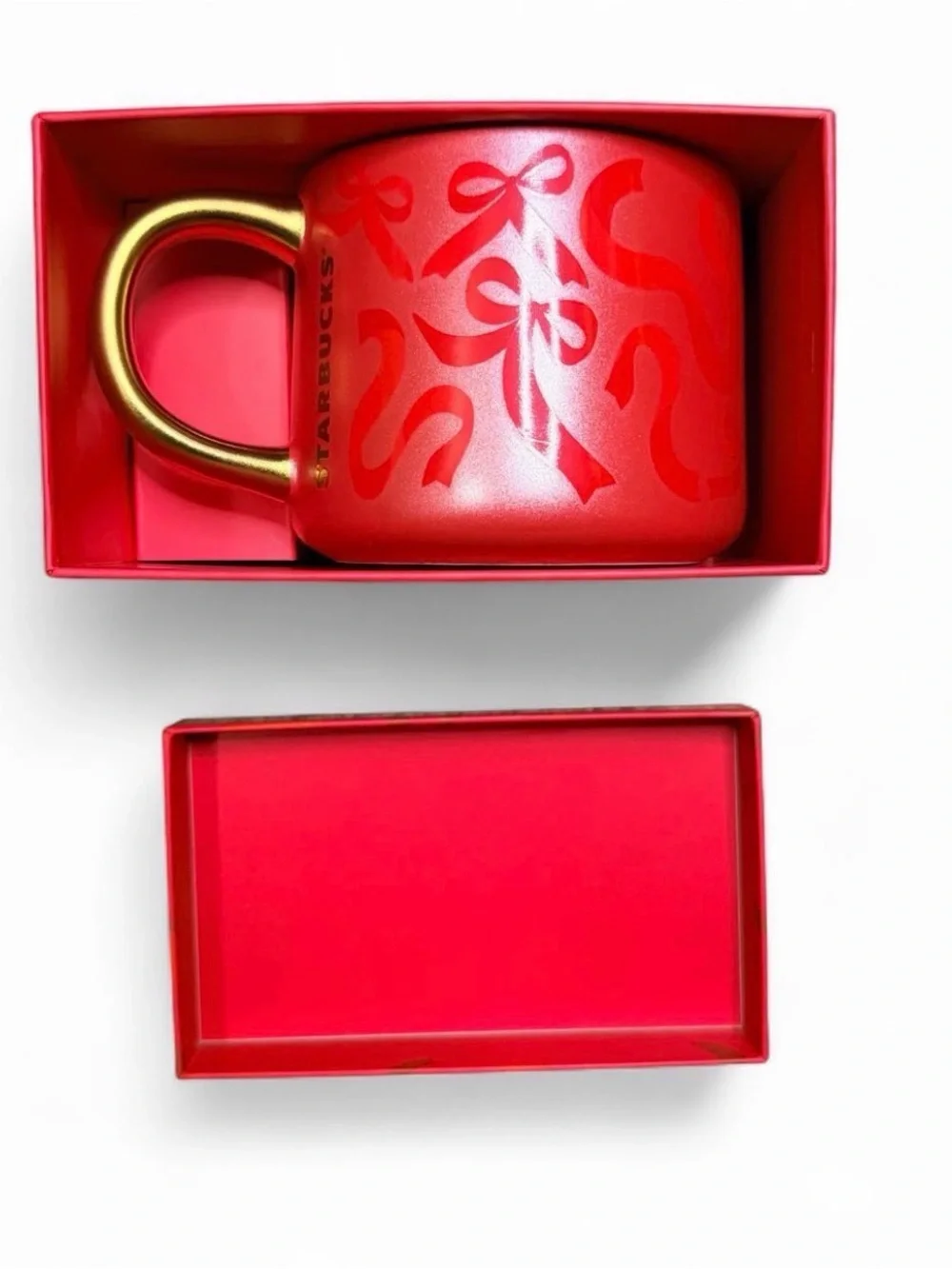 Starbucks Red Ceramic Mug with Gold Handle